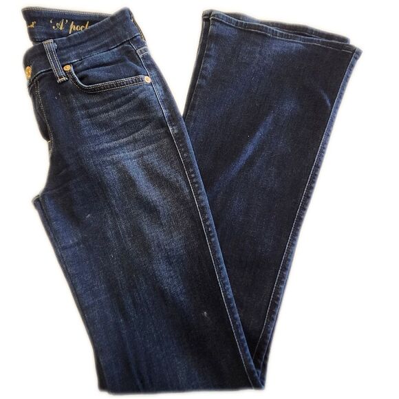 7 For All Mankind "A Pocket" Flare Leg Dark Blue Wash 90% Cotton Jeans, 25 - Picture 1 of 11